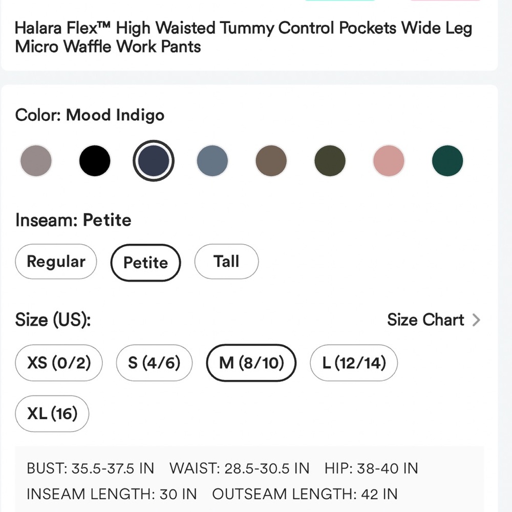 NWT HALARA flex High waisted tummy control wide leg microwaffle work pants - Picture 6 of 9
